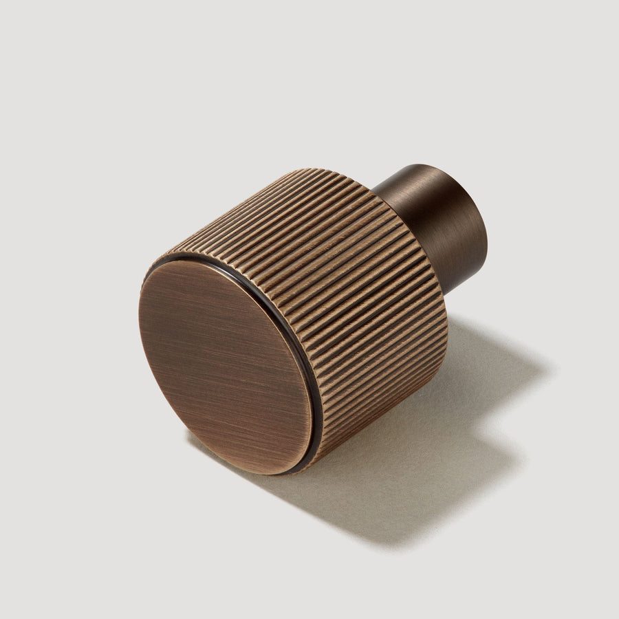 Becker 1" Grooved Cabinet Knob - Solid Brass