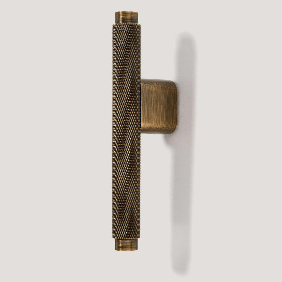 Kepler 3-15/16" Knurled L-Bar Cabinet Pull - Solid Brass