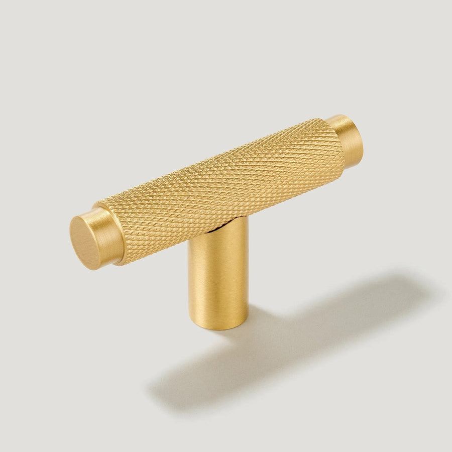 Kepler 2-1/4" Knurled Cabinet T-Pull - Solid Brass